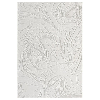 LUXE WEAVERS Abstract Marble Swirl Cream 5x7 Area Rug High Low Carpet