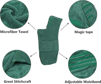 Geyecete Pineapple Grid Fast Drying Super Absorbent Dog Cat Bath Robe Towel - Green, XL