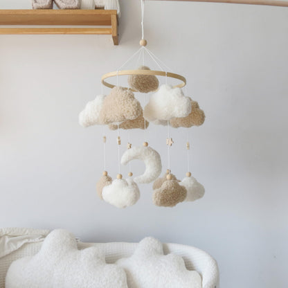 Goukurlsma Neutral Boho Cloud Mobile for Crib with Moon Neutral Baby Crib Mobile Boho Crib Mobile Boucle Baby Mobile for Crib Bassinet