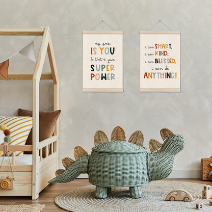 DOI-LANEE Positive Affirmations Wall Decor for Kids, Inspirational Motivation Poset Banner for Office Classroom Playroom Nursery Bedroom, No One Is You Superpower I Can Do Anything, 2 Pack