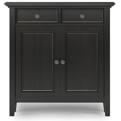 SIMPLIHOME Amherst Solid Wood 48 inch Wide Storage Bench that Seats 2 and 36 inch Wide Storage Cabinet in Hickory Brown for the Living Room, Entryway, and Family Room, Transitional Style