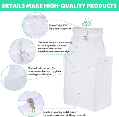2 Pcs Hanging Collapsible Breathable Mesh Laundry Hamper, Hanging Laundry Bag