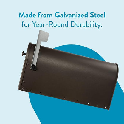 Architectural Mailboxes Edwards™ Weather-Resistant Steel Metal Post Mounted Mail Box for Outside, Bronze, Large Curbside Mailbox, USPS Approved for Residential Delivery