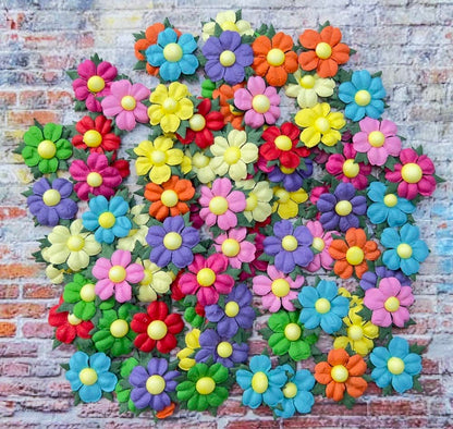 DUONGJAIS BRAND Handmade 100 Pcs Lovely Mulberry Paper Flowers 30x30mm Scrapbooking Wedding DIY Craft Supplies Card Paper Flowers Craft Projects Artificial Flowers. (.10 Colors..)