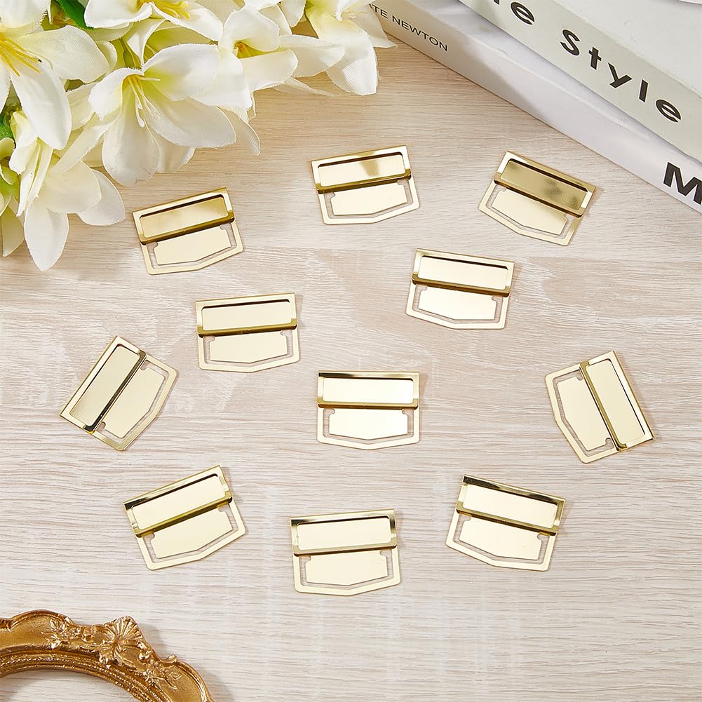 CRASPIRE 14Pcs Metal Bookmark Page Clip Index Clips 1.1 x 1.4 Inch Golden Stainless Steel Retro Book Page Line Markers Label Planner Clamps Accessories for Reading Notebook Office School Supplies