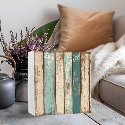 Wood Box Sign Desk Decor Farm Brown Wood Board Retro Square Boxes Sign, Farm Shabby Wood Grain Wooden Block Box Sign Decoration for Home Wall Tabletop Shelf Office Decor,6x6IN