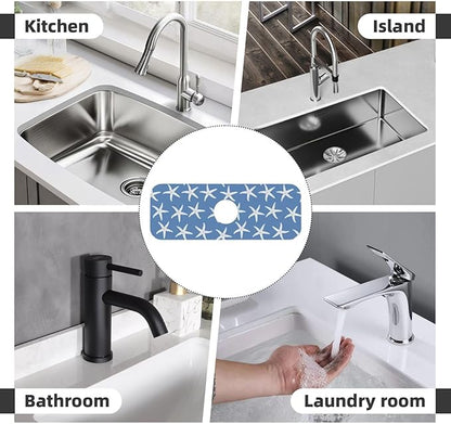 Blue Starfish Abstract Coastal Beach Nautical Ocean Kitchen Sink Splash Guard