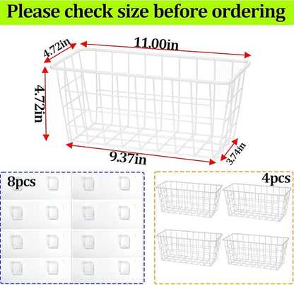 Hanging Kitchen Baskets Adhesive Sturdy Wire Storage Baskets