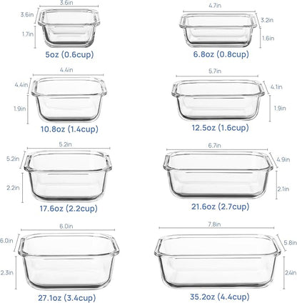 Vtopmart 8 Pack Glass Food Storage Containers