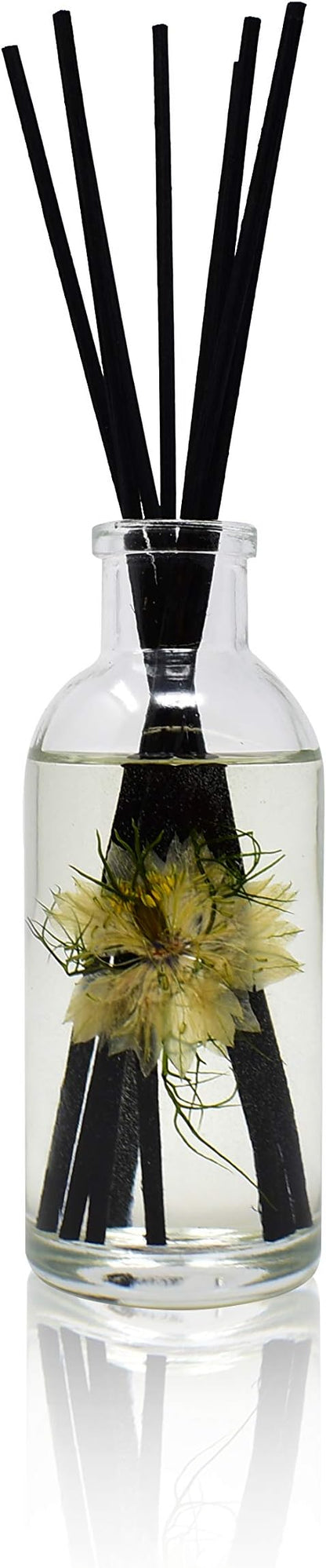 Urban Naturals Tobacco & Vanilla Reed Diffuser Scented Sticks Set | Tobacco Leaf, Bergamot, Vetiver, Bourbon and Vanilla Bean Scented Oils | Decorated with Natural Flowers | Made in the USA