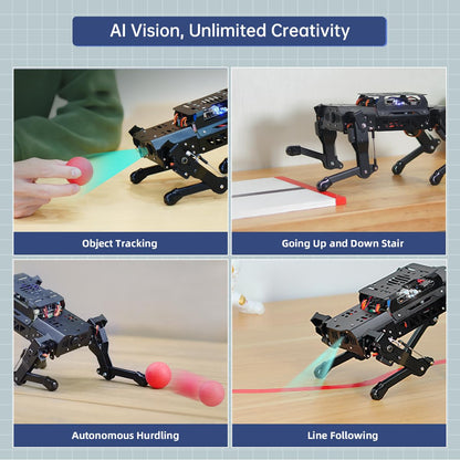 PuppyPi Robot Dog with ChatGPT Large AI Models AI Embodied Intelligence ROS Robotic Dog Vision Scene Voice Understanding SLAM Mapping Navigation Bionic Quadruped Robot, Pro Kit & RaspberryPi5 2GB