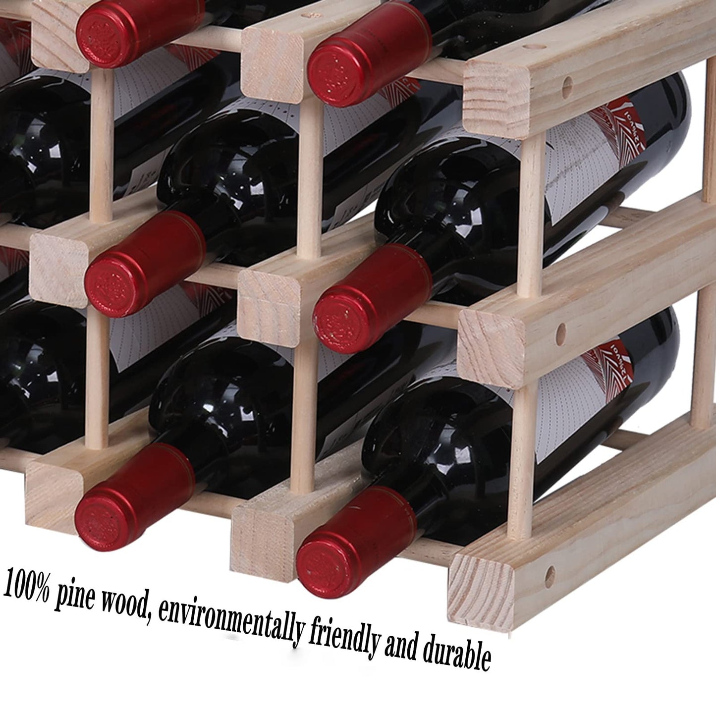 guilai Wooden Stackable Storage Modular Small countertop Wine Rack Cabinet,Freestanding for Floor Wood Wine Bottle Shelf (16bottle)