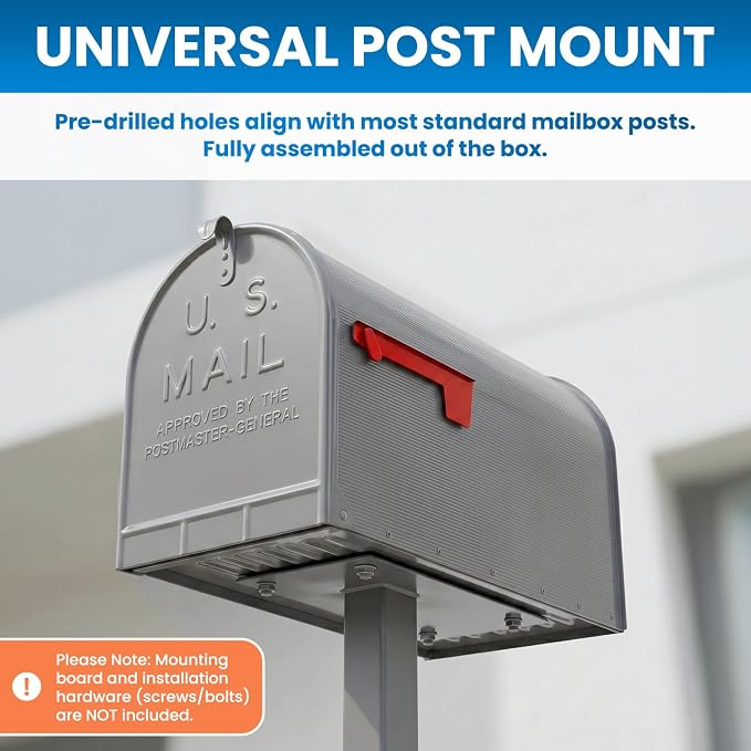 Plexon Gray Jumbo Size Rural Mailbox, 3175 cu-in Capacity, Galvanized Steel, Powder-Coated, 15 in. H x 11.69 in. W x 24.82 in. L