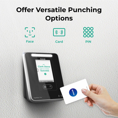 ANVIZ FacePass 7 Pro Cloud-Based Time Clock with Face, RFID, PIN - Free Cloud Software - Biometric Clock In and Out Machine For Employees Small Business - Support Door Access, Touchscreen, 2.4GHz WiFi