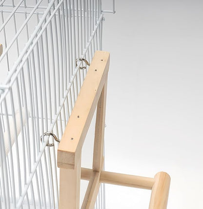 Natural Wood Bird Stand with Mirror, Perch and Swing Toy for Parakeets, Hummingbird, Lovebirds and Cockatoos (2 Pack)