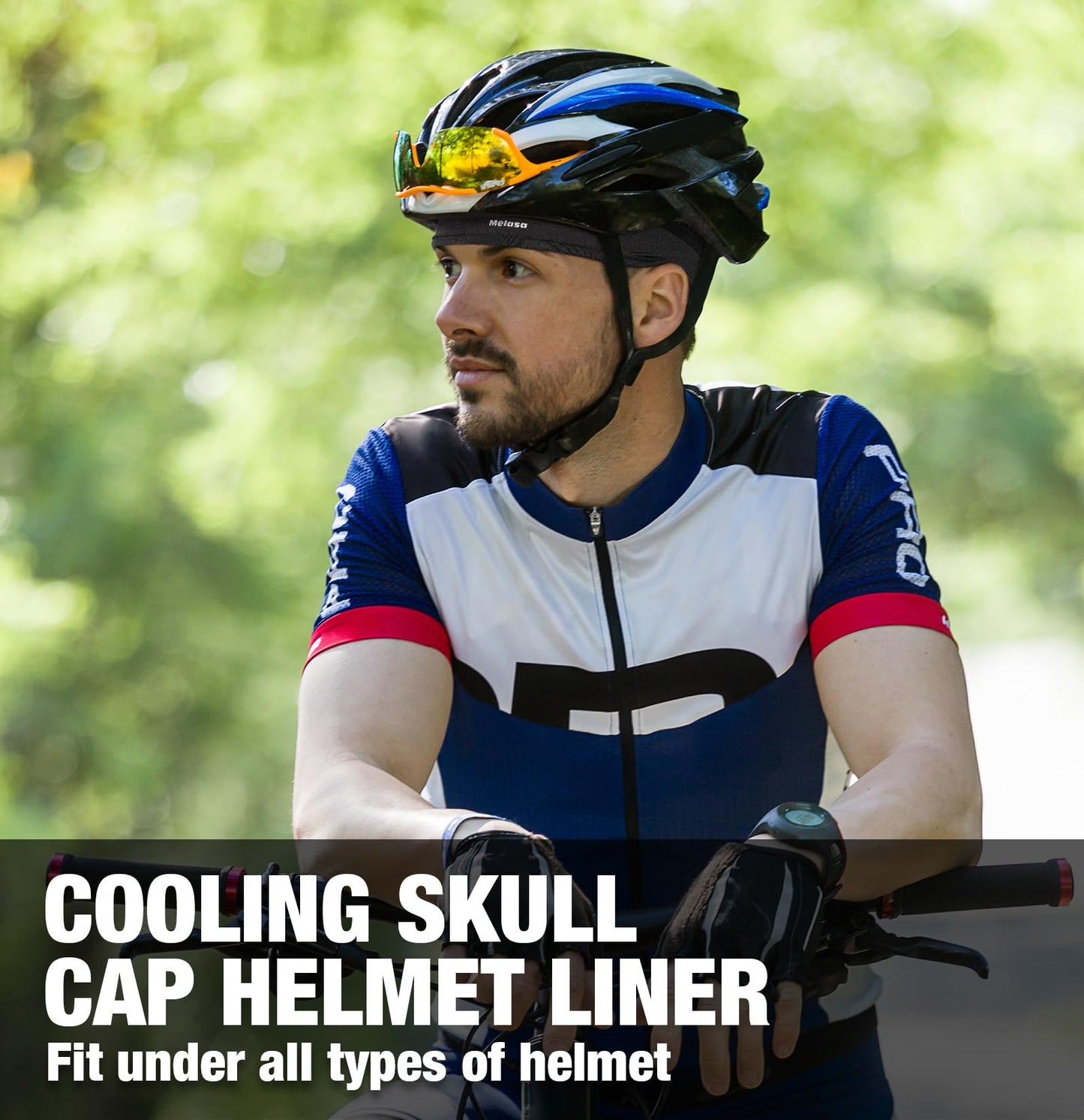 MELASA Cooling Skull Caps Helmet Liner, Lightweight Mesh Under Helmet Cycling Motorcycle Hard Hat Sweat Liner for Men Women (Black)