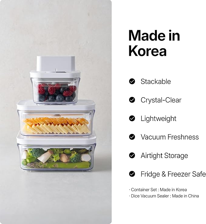 VAKUEN Premium Airtight Food Storage Containers 4-piece/Set, BPA Free, 100% Leak Proof, Keep food fresh up to 5 times longer than non-vacuum storage