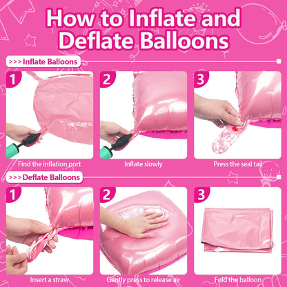 NISOCY 25PCS Hot Magenta Pink Square Foil Balloons Wall Backdrop Double Sided Metallic Pink Balloons Arch Kit for Galentines Valentines Day Bachelorette Birthday Engagement Bridal Party Decorations