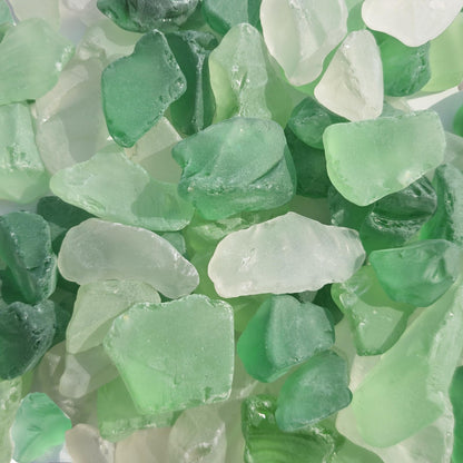 QYGL Sea Glass Block - 1LB Green Mixed Frosted Sea Glass - Vase Filler and Aquarium Ornament, DIY Craft Supplies for Art, Sea Glass Decor, Beach Weddings, and Home Decor