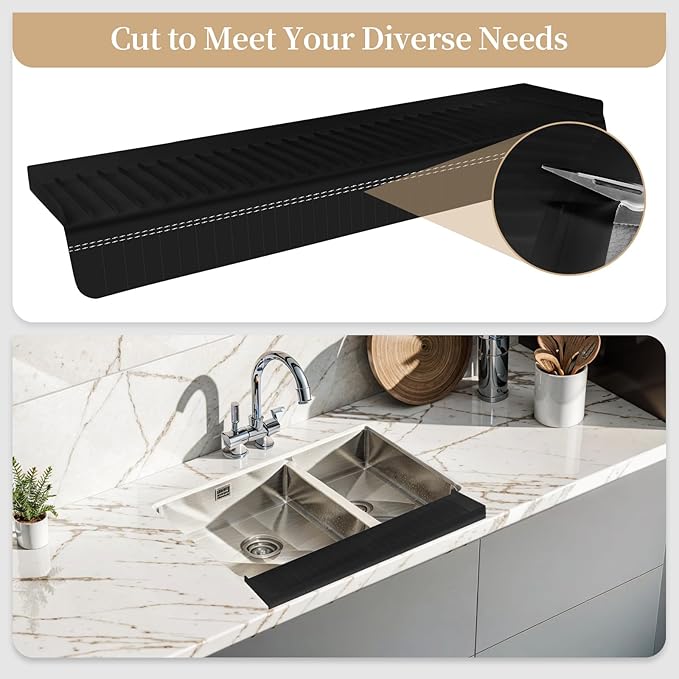 Sink Edge Protector with Suction Cup, Silicone Sink Splash Guard
