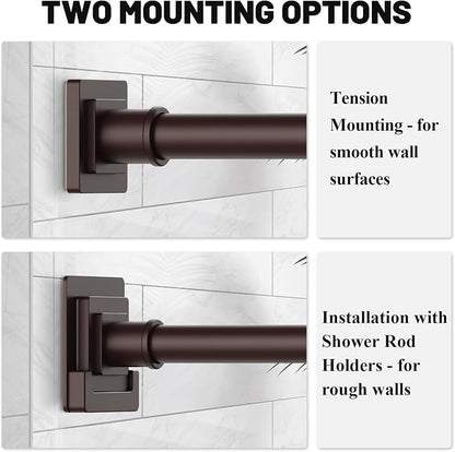 UIOSANRT Brown Shower Curtain Rod 31-79 inches, Stainless Steel Shower Rod & Tension Rod, Adjustable Tension Shower Curtain Rod for Bathroom, Windows, Closet