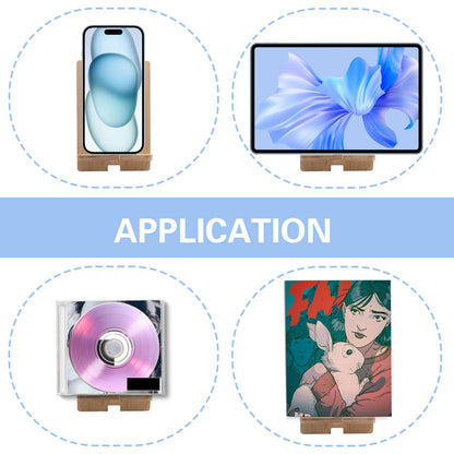 4 PCS Bamboo Book Stand for Display, Book Display Holder for CDs Comics Postcards Magazines Greeting Cards Tablets Sheet Music Phone Stickers Album Photo Frames