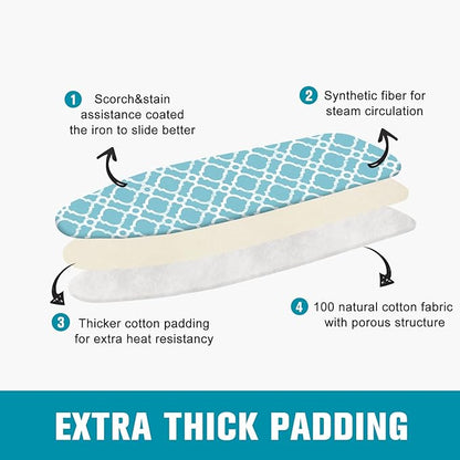 Ironing Board Cover and Pad, Standard Size 12" x 42" Iron Board Replacement