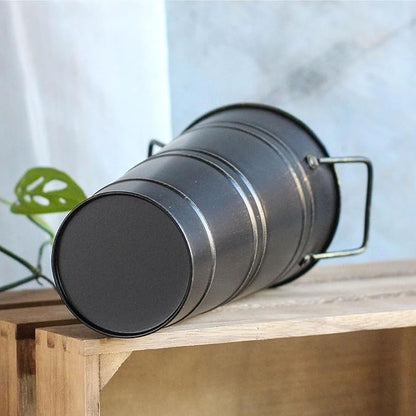 Metal Umbrella Stand Holder, Durable Freestanding Umbrella Rack Multi Functional Rustic Floral Bucket Floor Vase, Organizer for Entryway Porch Indoor Home Office (Black)