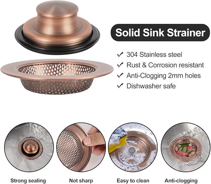 RQYEKDO Kitchen Sink Strainers Sink Stopper Kits, Stainless Steel Sink Drain