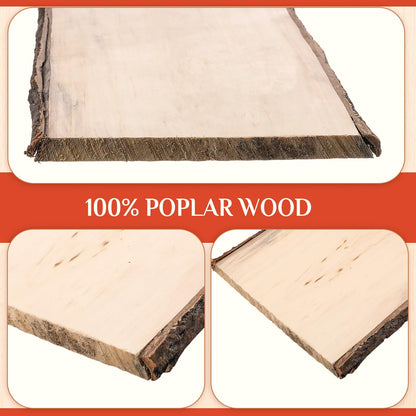 Tioncy 8 Pcs Large Live Edge Wood Slab 23 x 7-12 Inches Natural Rustic Poplar Wood Plank Hollow Unfinished Wooden Crafts for Burning Weddings Table Centerpieces Christmas DIY Decoration
