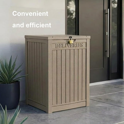 PatioZen Package Delivery Box 55 Gallon with Lockable Secure,Outdoor Package Drop Container Waterproof for Porch Patio and Curbside(Grey)