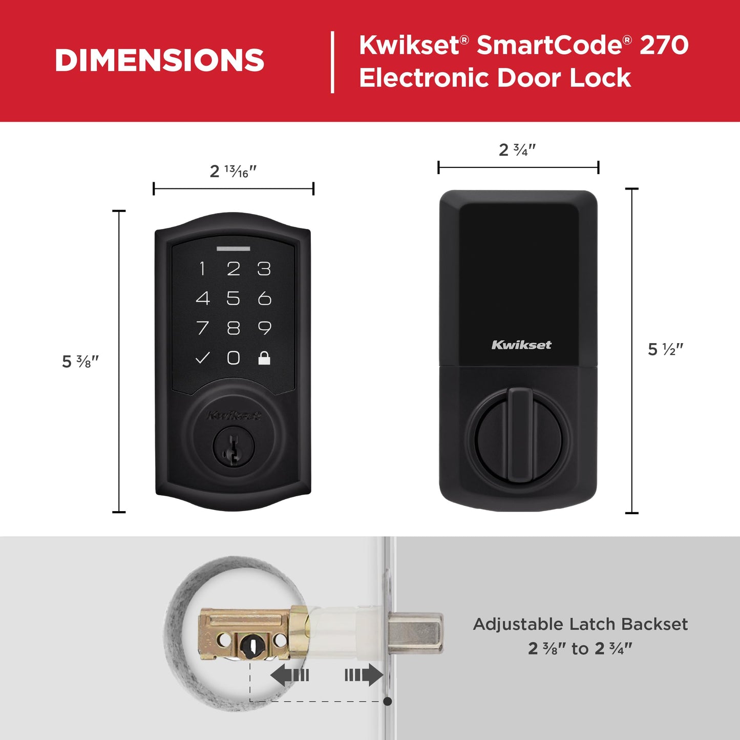 Kwikset SmartCode 270 Keyless Entry Electronic Touchpad Deadbolt Door Lock with Auto-Lock, Custom User Codes, Advanced Security in Satin Nickel Traditional