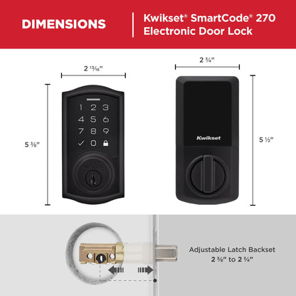 Kwikset SmartCode 270 Keyless Entry Electronic Touchpad Deadbolt Door Lock with Auto-Lock, Custom User Codes, Advanced Security in Satin Nickel Traditional