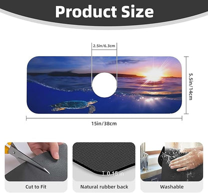 Sea turtle Kitchen sink faucet pad, strong water absorption, anti slip