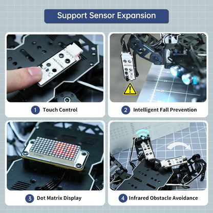 18DOF Hexapod Robot for Arduino Programming, Spider Walking Crawling Self-Balancing AI Vision Voice Control Obstacle Avoidance, STEM Education Open Source Robot with Tutorials, miniHexa Standard Kit