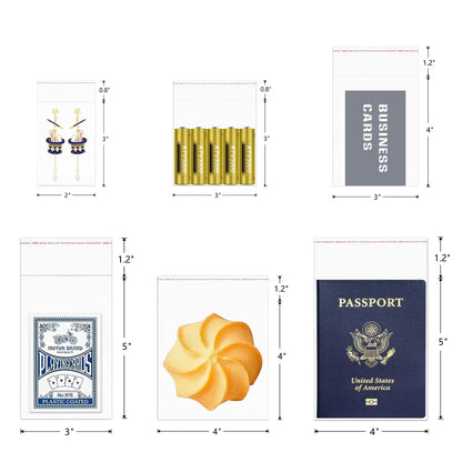 KnR Harmony Self Sealing Cellophane Bags 3x5 500pcs Small Clear Plastic Cello Bags Adhesive Treat bags for Cookie Candy Jewelry Necklaces Snacks Nuts Gift Crafts Packaging 6 Sizes to Choose from