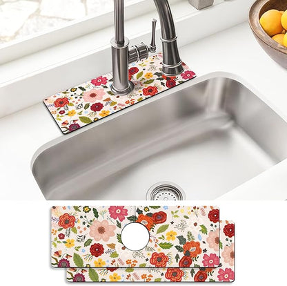 Sink Faucet Absorbing Mat, 2 Pack Drying Mat Around Faucet Sink Splash Guard