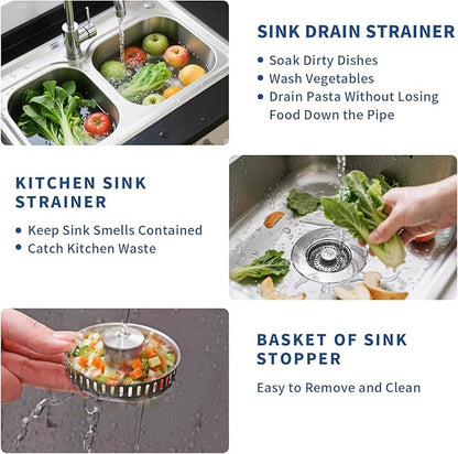 3-in-1 Kitchen Sink Drain Strainer