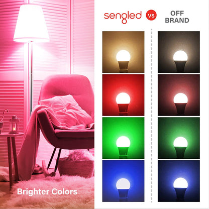 Sengled WiFi Color Changing Light Bulb, Alexa Smart Light Bulbs that Compatible with Alexa & Google Assistant, A19 RGB No Hub Required, 75 W Equivalent 800LM CRI>90, Set of 4