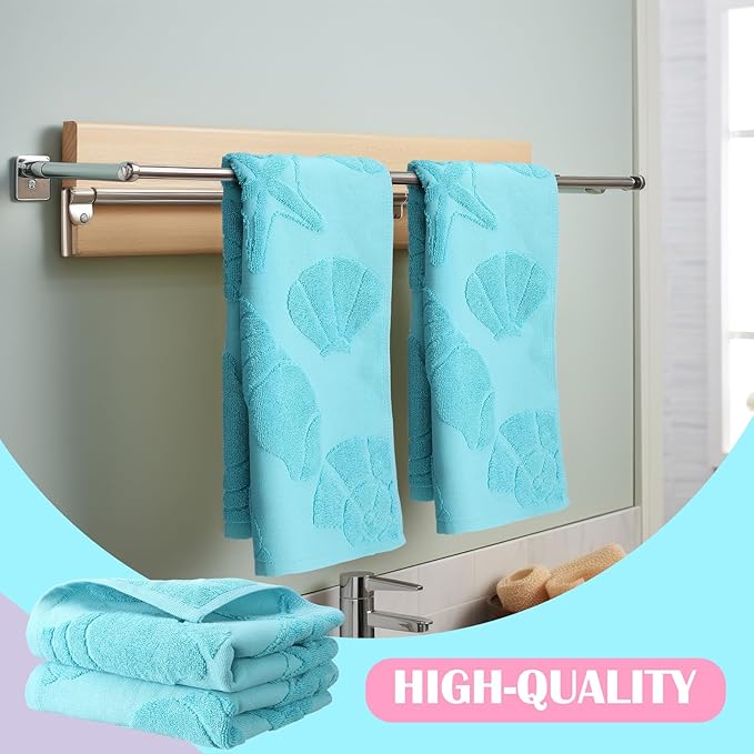 2 Pcs Coastal Hand Towels for Bathroom Ocean Beach Coastal Hand Towels 100%