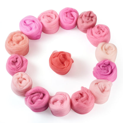 Sparkeads Wool Roving Yarn for Needle Felting Pink Soft Fibre Wool Supplies for DIY Hand Spinning Weaving Beginners Adults Handmade Dolls Felted Animal Women 75 G