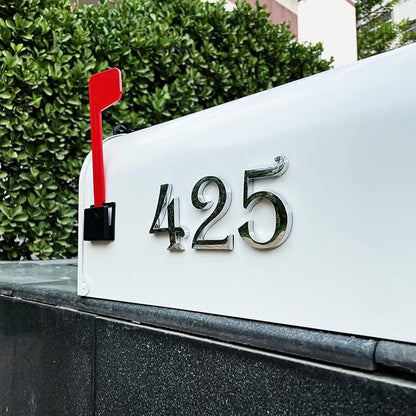 Chrome Mailbox Numbers, Self Adhesive Door Address Sign Number Stickers for Aprtment Office Home Room, Siver Shiny, Suit for Outside or Indoor, 2-3/4 Inch Hight. (Silver, 2.75" - Set of 20)