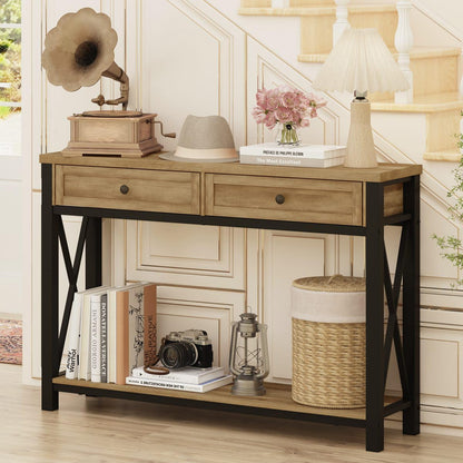 BON AUGURE 2-Piece Entryway Furniture Set, Console Table with Drawer and Coat Rack Hall Tree with Bench for Hallway or Living Room