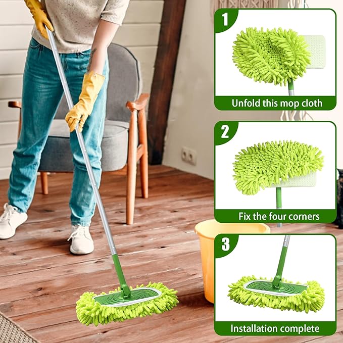 4PCS 10''~12'' Microfiber Dust Mop Pads Compatible