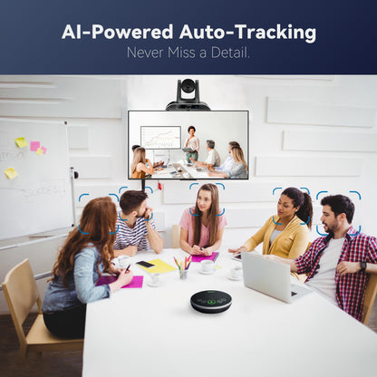 TONGVEO 4K Conference Room Camera System with Gesture Control, AI Auto-Tracking PTZ Camera 5X Digital Zoom with Speakerphone Set 120° Wide-Angle USB3.0 for Remote Meetings Zoom Teams OBS and More