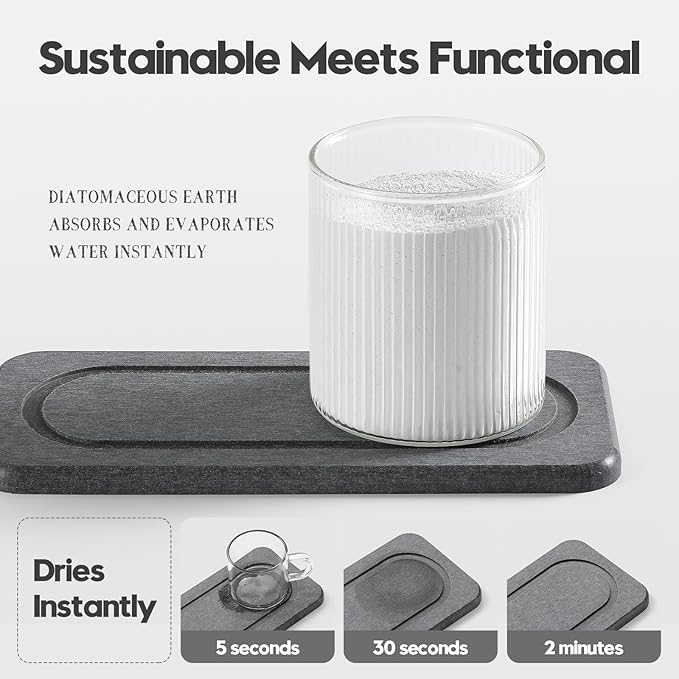2Pack Diatomite Stone Coasters Water Absorbing Sink Tray