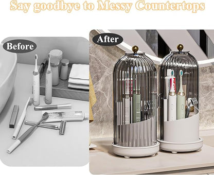 Toothbrush Holders with Cover, Drainage Rotating Electric Toothbrush Organizer
