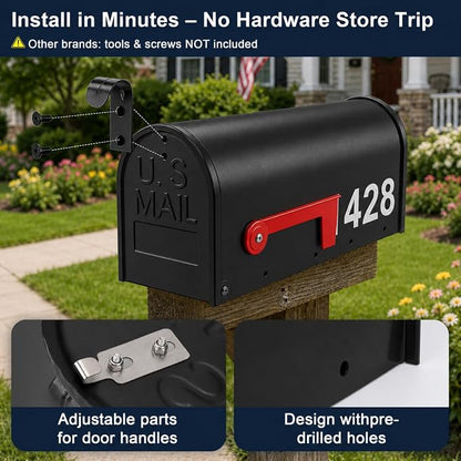 Mailbox for Outside,Metal Post Mount Outdoor MailBoxes - with Tools,Screws,Number Stickers,Red Flag Indicated,Medium Capacity,Galvanized Steel,Waterproof Mail Box for House Outside,20 x 8.7 x 6.7 ”
