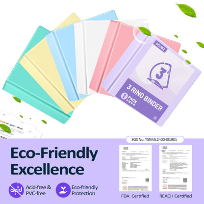 Sooez BinderX Extra Durable 3 Inch 3 Ring Binder, D-Ring Large Binders, Holds 670 Sheets of 8.5x11 Paper, Customizable View Cover with 2 Inside Pockets, School & Office Supplies, Lavender