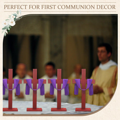6 Pieces Wooden Cross Table Decoration Easter Wooden Cross Standing Tabletop Centerpieces Sign for Nativity Church Sunday School First Communion Baptism Decorations (Christian, 17 Inch)